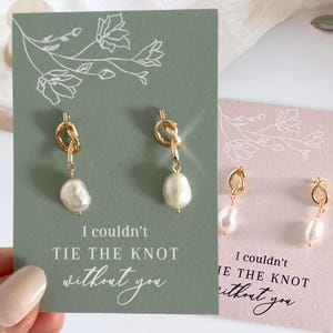 Tie the Knot Bridesmaid Pearl Proposal Earrings Bridesmaid Gift Box Accessories Bridesmaid Pearl Drop Knot Earrings Bridesmaid Jewellery