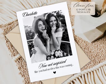 Personalized Bridesmaid Proposal Photo Card: Elegant Bridal Party Gift
