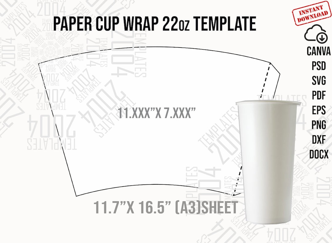 Paper Cup 22 Oz Svg, 22 Ounce Full Wrap, Styrofoam Coffee Cup 22oz ...
