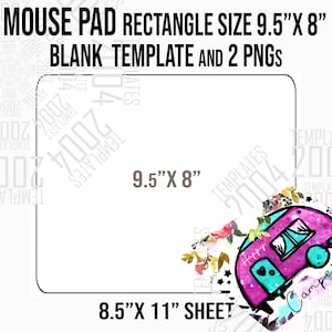 Rectangle Mouse Pad template, Mouse Pad Svg, Mouse Svg, Mouse Mat for Sublimation Template, 9.5&quot;x8&quot; SVG, Dxf, Docx, Png, Eps, 8.5&quot;x11&quot; sheet