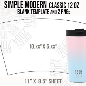 Simple Modern Classic 12 oz Template, SM Tumbler template, Simple Modern Svg, Full Wrap for SIM, Simple Modern 12oz Canva, Psd, Svg, Doc Dxf