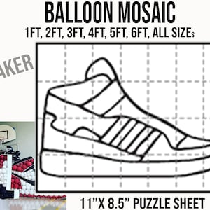 Mosaic sneaker, shoe, Mosaic Balloon Frame Template 1 ft, 2 ft, 3 ft, 4 ft, 5 ft, 6 ft, Balloon sneaker, Shoe Mosaic Balloons, sneaker, Pdf