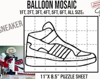 Mall för mosaik av sneakerballonger: Storlekar 1-6 fot (PDF)