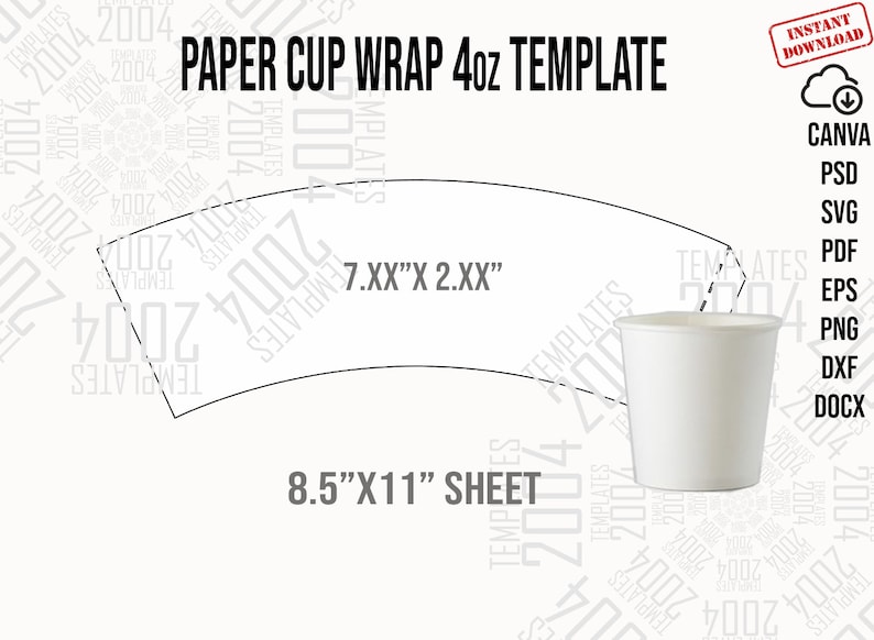 Paper Cup 4 Oz Svg, 4 Ounce Full Wrap, Styrofoam Coffee Cup 4oz ...
