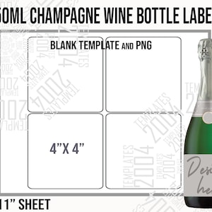 Wine Champagne label Template, Wine Label Svg, Wine Champagne 750ml Template, Custom Label, Wine Label Template, 4x4, Canva, Psd, Pdf, Svg