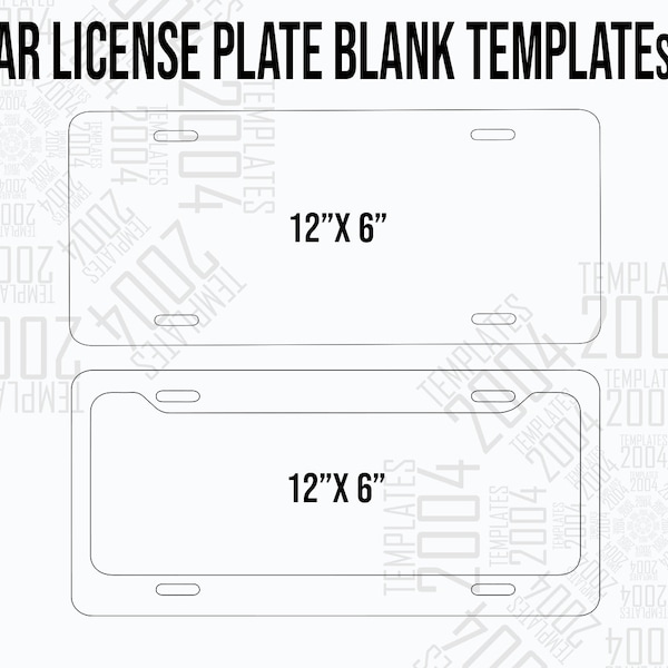 2 Car License Plate and Frame Templates, Bundle Car Template, Car License Plate Template Svg, Car License Plate, Blank License Car Plate