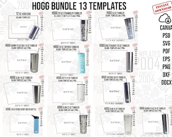 Hogg Bundle 13 Templates for sublimation tumblers Svg, Png, Dxf, Docx