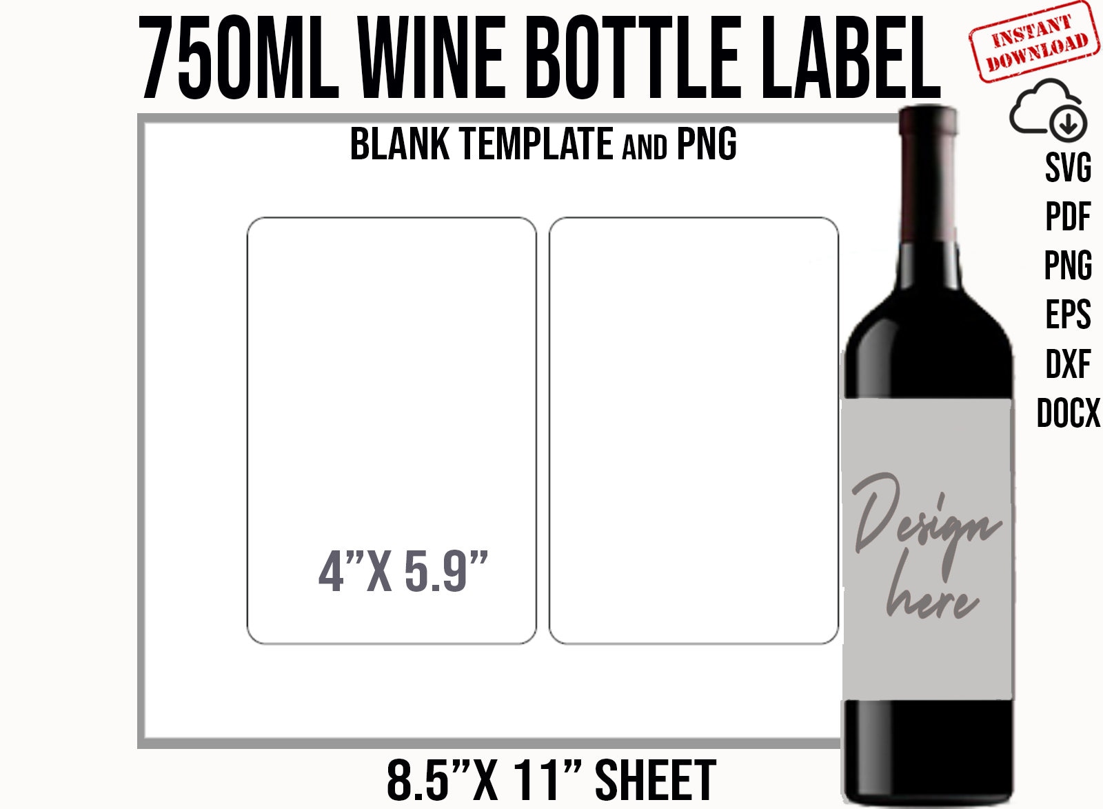 Wine Label Template Wine Label Svg Wine 750ml Template Etsy