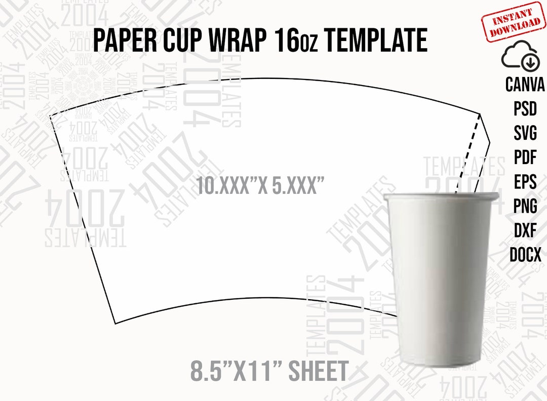 16 Oz Paper Cup Wrap Template: SVG, PDF, PNG (digital Download) - Etsy