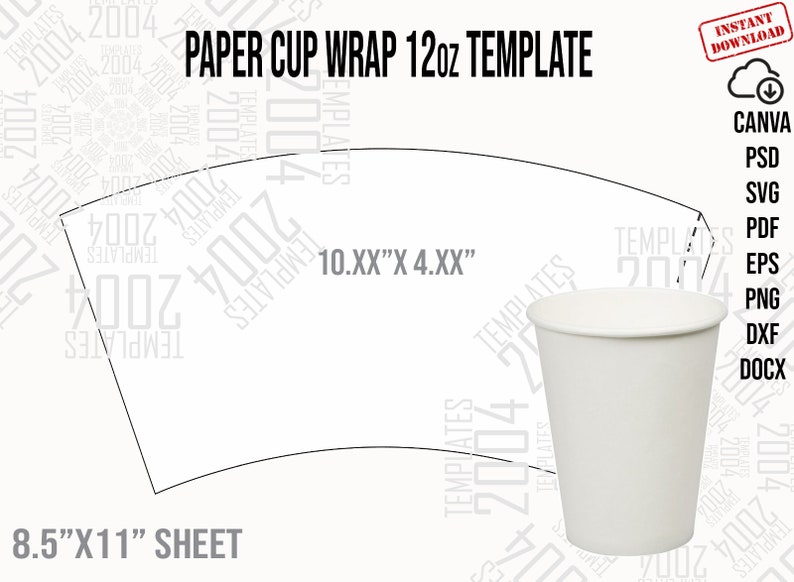 Paper Cup 12 Oz Svg, 12 Ounce Full Wrap, Styrofoam Coffee Cup 12oz ...
