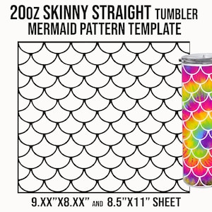 Mermaid 20oz Skinny Straight Template, Tumbler Wrap Svg, Tumbler Template, 20 oz Skinny Tumbler Template, Mermaid Svg, Mermaid Tumbler Svg