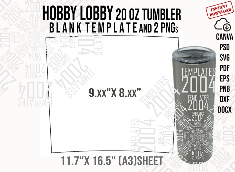 Hobby Lobby 20oz Template, 20 Oz Wrap, Hobby Lobby Sublimation Template ...