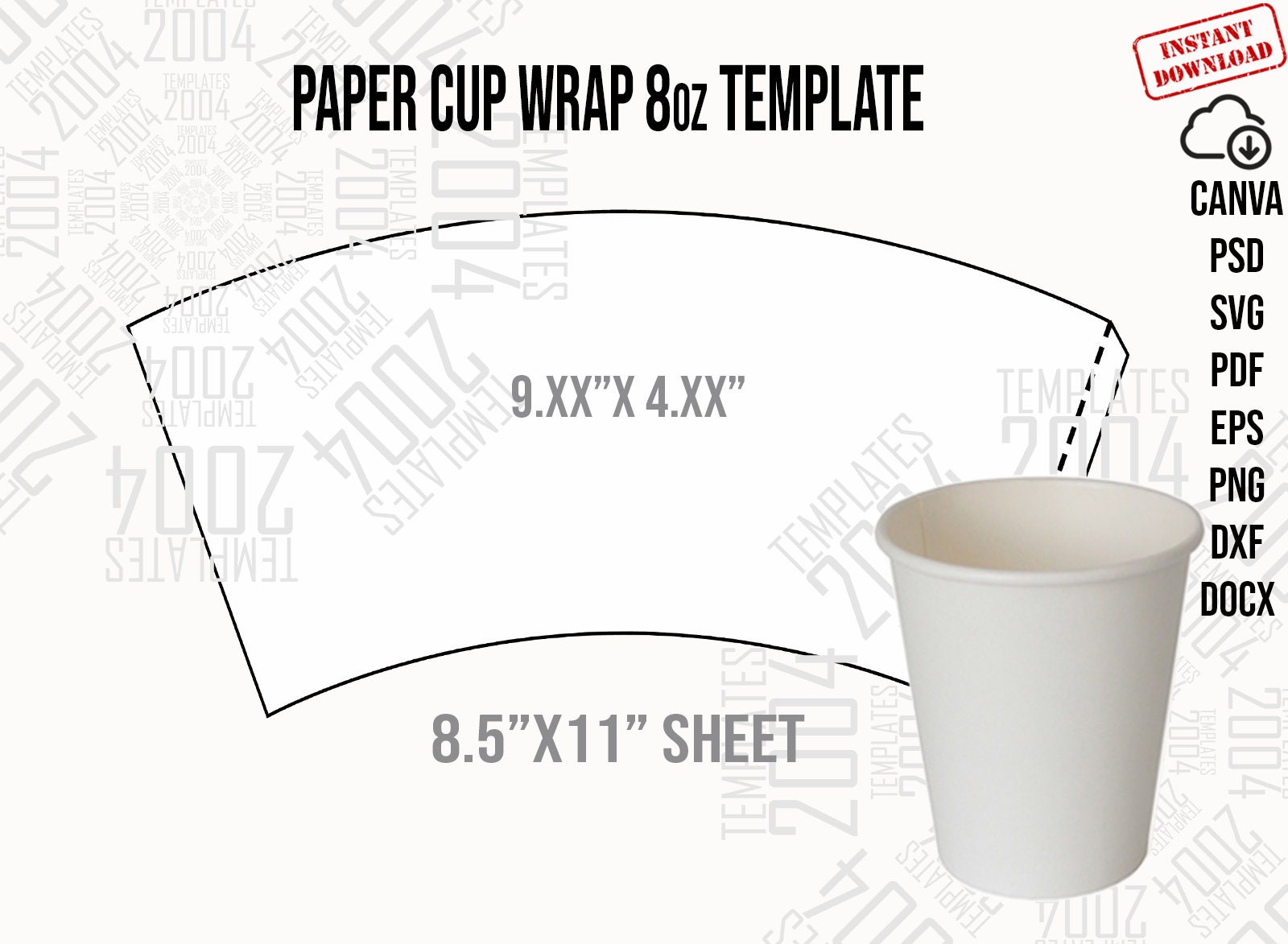 Paper Cup 8 Oz Svg, 8 Ounce Full Wrap, Styrofoam Coffee Cup 8oz ...