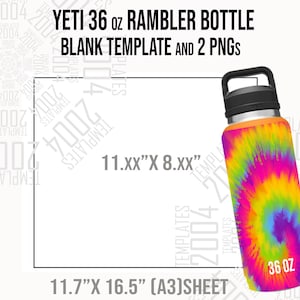 YETI Rambler 36 Unzen Flasche Vorlage, Yeti SVG, Yeti Tumbler Vorlage, 36 Unzen personalisiertes Tumbler Design Canva, Photoshop Psd, Docx, svg, Dxf
