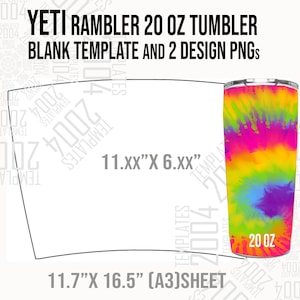 YETI Rambler 20 oz Template Full Wrap 20 oz for Rambler Yeti Tumbler 20 ounce Tumbler Sublimation Personalized design Canva, Psd, Svg, Pdf