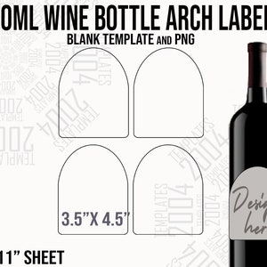 Wine Arch Shape label Template, Wine Label Svg, Wine Champagne 750ml Template, Custom Label, Wine Label Template, 3.5x4.5, Canva, Psd, Svg