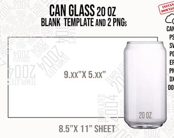 Libbey 20 oz Can Glass Template: SVG, PDF, PNG (Digital Download)