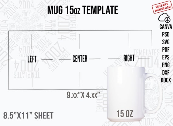 15oz Mug Sublimation Template: Full Wrap Design (digital Download) - Etsy  Israel