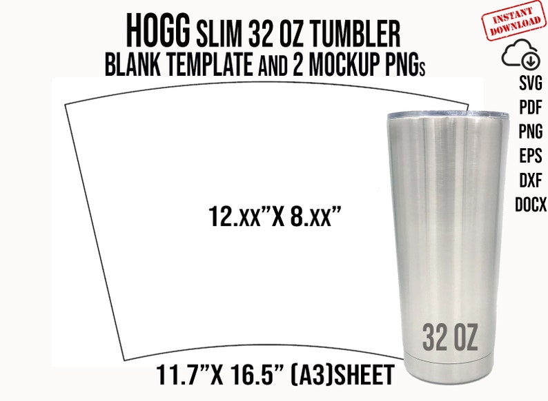 Hogg Slim 32oz Tumbler Template Svg Png Pdf Dxf Docx Sheet Etsy