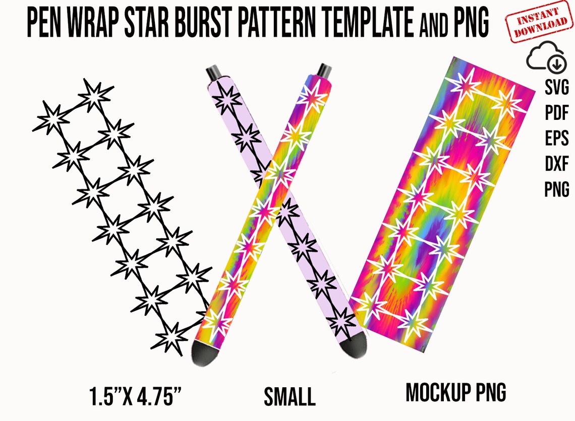 Pen Wrap Template, Pen Wrap Star Burst Pattern Template Svg, Star Burst