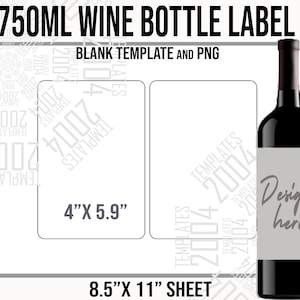 Wine label Template, Wine Label Svg, Wine 750ml Template, Custom Wine Label, Custom Label, Wine Label Template, 4x5.9, Canva, Psd, Svg, Pdf