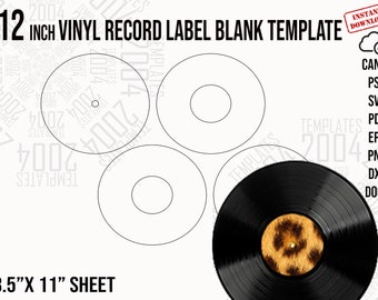 Modèle de label de disque vinyle : 12 pouces, toile, PSD, PDF, SVG (téléchargement numérique)