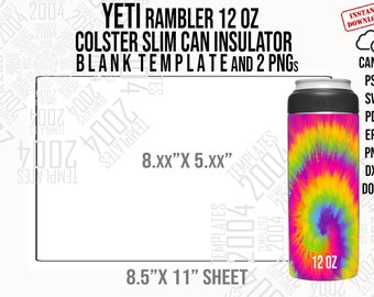 YETI Rambler 12 Oz Colster Slim Can Vorlage, Yeti svg, Yeti Can Cooler svg, Yeti 12oz personalisierter Becher Canva, Psd, SVG, Pdf, Docx Dxf