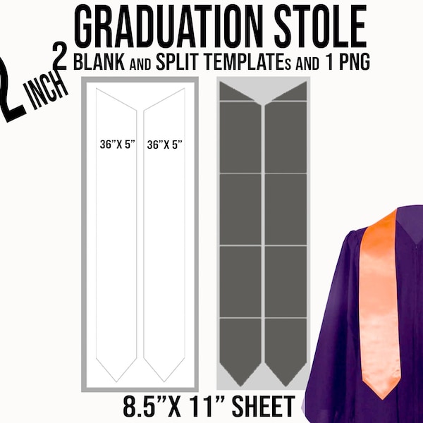 Stole Template, Stole Graduation Custom, 72" Graduation Stole Template, Custom Stole, Graduation Template, DIY Graduation Stole, Docx, Svg