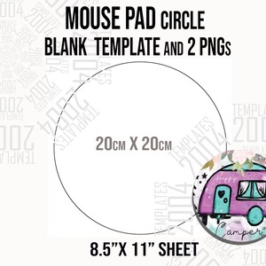Circle Mouse Pad template, Mousepad, Mouse Pad Svg, Mouse Mat for Sublimation Template 20x20cm SVG, Dxf, Word Docx, Png, Eps, 11&quot;x8.5&quot; sheet