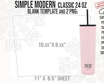 Simple Modern Classic 24 oz Svg, Tumbler Template, Simple Modern Svg, Full Wrap for SIM, Simple Modern 24oz Template, Canva, Psd, Svg, Docx