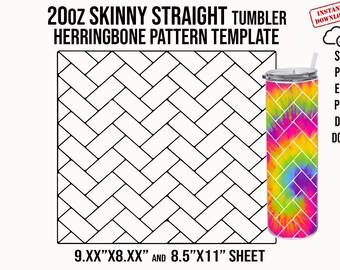 Herringbone Tumbler Wrap Template: 20oz Skinny Straight Design (SVG DXF)