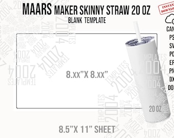 Maars Maker Skinny With Straw 20 oz Template, Maars Tumbler 20oz Template Svg Wrap for Maars 20 oz Sublimation Canva, Psd, Svg, Dxf Docx Eps