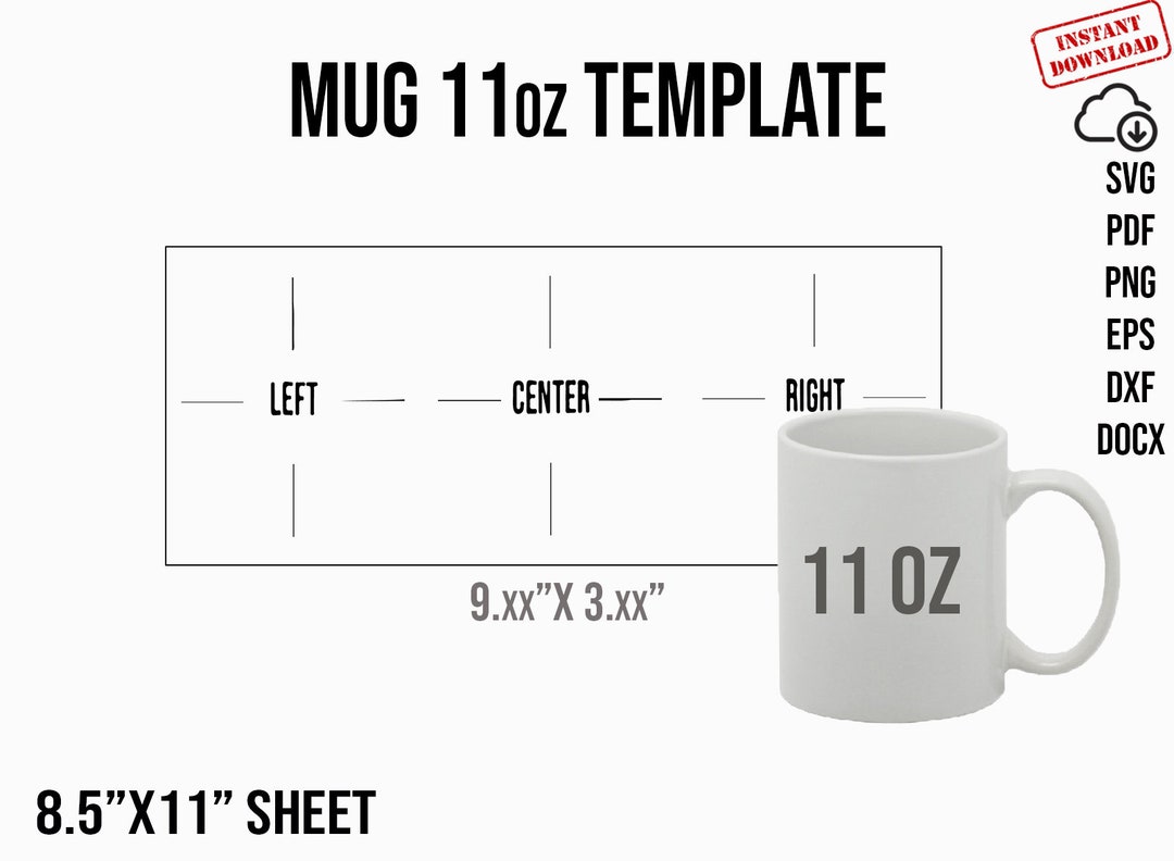 Mug 11oz Template, 11 Oz Mug Template for Sublimation Full Wrap, Mug 11 ...