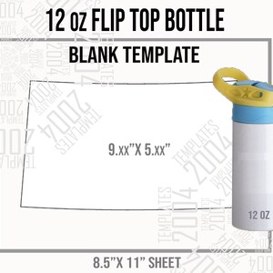 Flip Top Bottle 12oz Template, 12 oz Full Wrap, Flip Top Bottle sublimation Template, Cricut and Silhouette, Svg, Png, Pdf, Eps, Dxf, Docx
