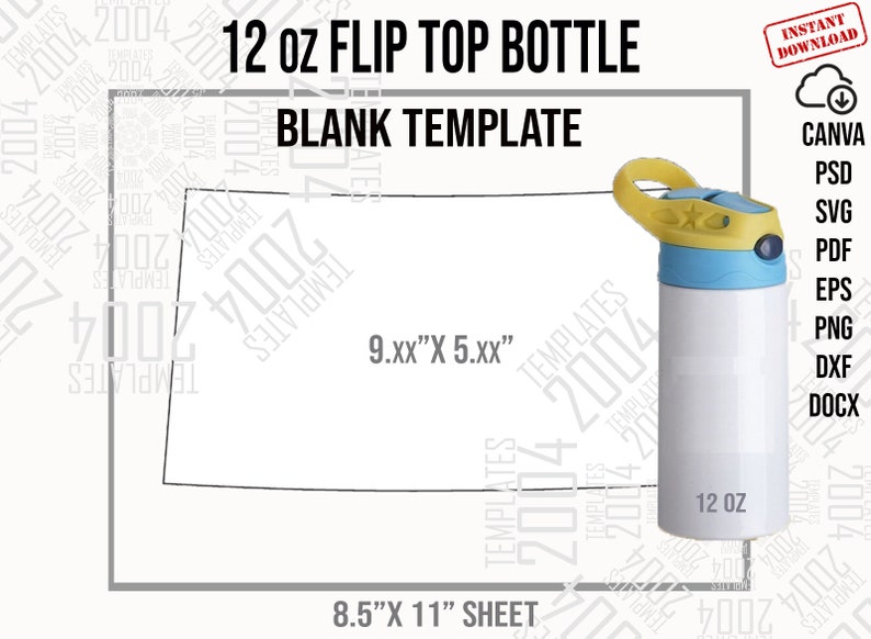 Flip Top Bottle 12oz Template, 12 Oz Full Wrap, Flip Top Bottle ...
