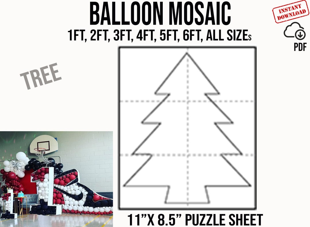 Christmas Tree Mosaic, Xmas Tree Svg, Mosaic Balloon Frame Template 1 ...