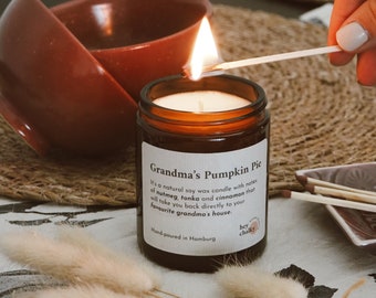 GRANDMA'S PUMPKIN PIE Scented Candle - Pumpkin Candle Made of Soy Wax - Autumn Room Scent - Halloween Party Gift - Autumn Candle