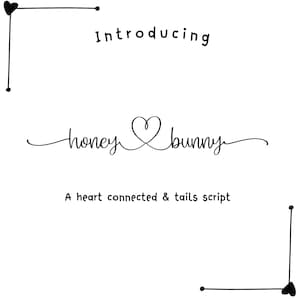 Honey Bunny Font - Duo Font with Heart Tails, Modern Calligraphy, Fancy Font, Farmhouse Fonts, Cursive Font, Heart Connecting Font