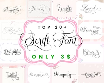 Top 20+ Script Fonts Bundle | Elegant Calligraphy Fonts for Cricut, Handwritten, Cursive Wedding Invitations & Logo Design | Commercial Use