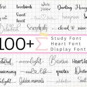 100+ Schriften-Bundle, Ästhetik-Studie, Herz- & Display-Schriften, Schrift-Laser-Holzschnitt, Schrift mit Swashes, Kalligraphie-Schrift, Display-Schriften