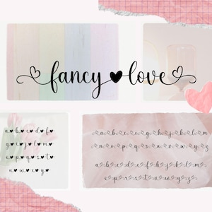 Fancy Love Font with Hearts Tails– Sweet Cursive Wedding Font with Tails, Heart Font, Script Font, Digital Fonts, Procreate Fonts Crafting