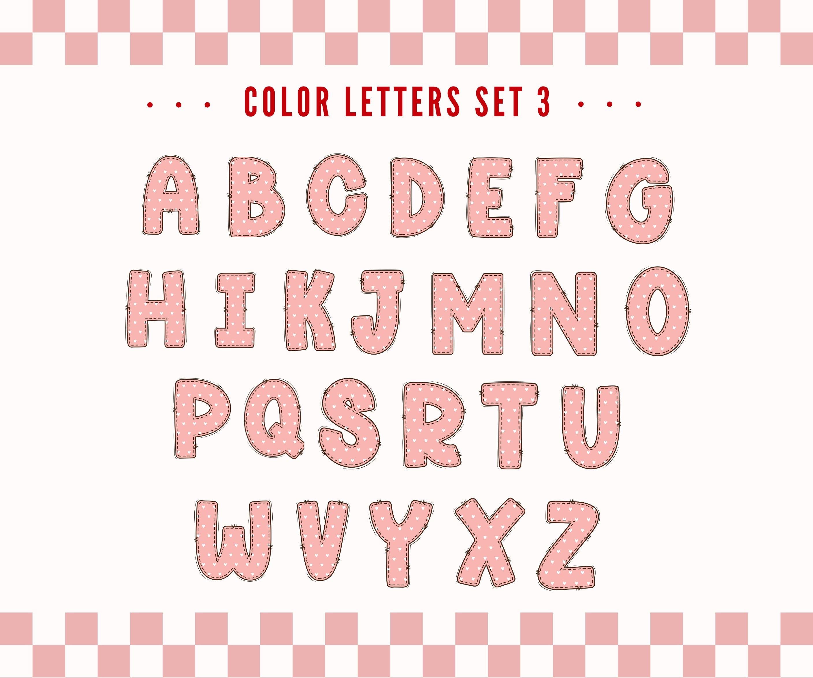 Valentine's Day Alphabet PNG Font Bundle, Preppy Letters, Bows & Cupid ...