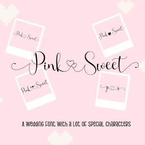 Pink Sweet - Fonts with Hearts, Font Bundle Heart Font, Swashes Font, Wedding Font, Canva Font, Commercial Font, Branding Font, Script Fonts