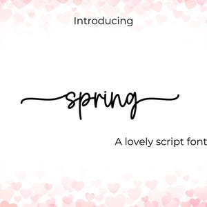 Font Spring Script: Calligrafia romantica con code (OTF, TTF), Calligrafia romantica e vivace per matrimoni, Font con code
