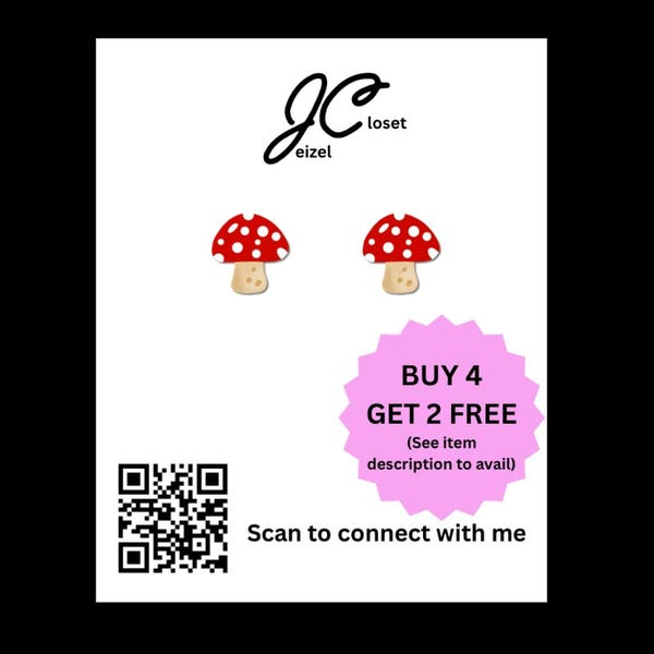 Mushroom Stud Earrings: Hypoallergenic Titanium for Sensitive Ears