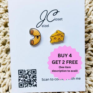 Mac and Cheese Stud Earrings: Hypoallergenic Titanium Posts, Fun Food Jewelry