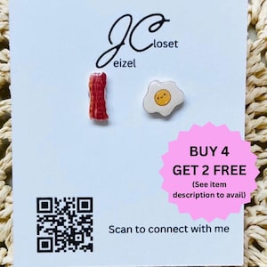 Bacon and Egg Stud Earrings: Titanium hypoallergenic Posts, for kids and adult sensitive ears