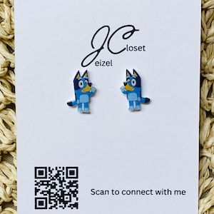 BLUEY dog inspired stud earrings for kids titanium hypoallergenic for sensitive ears gift idea cartoon earrings spring style | cute earrings