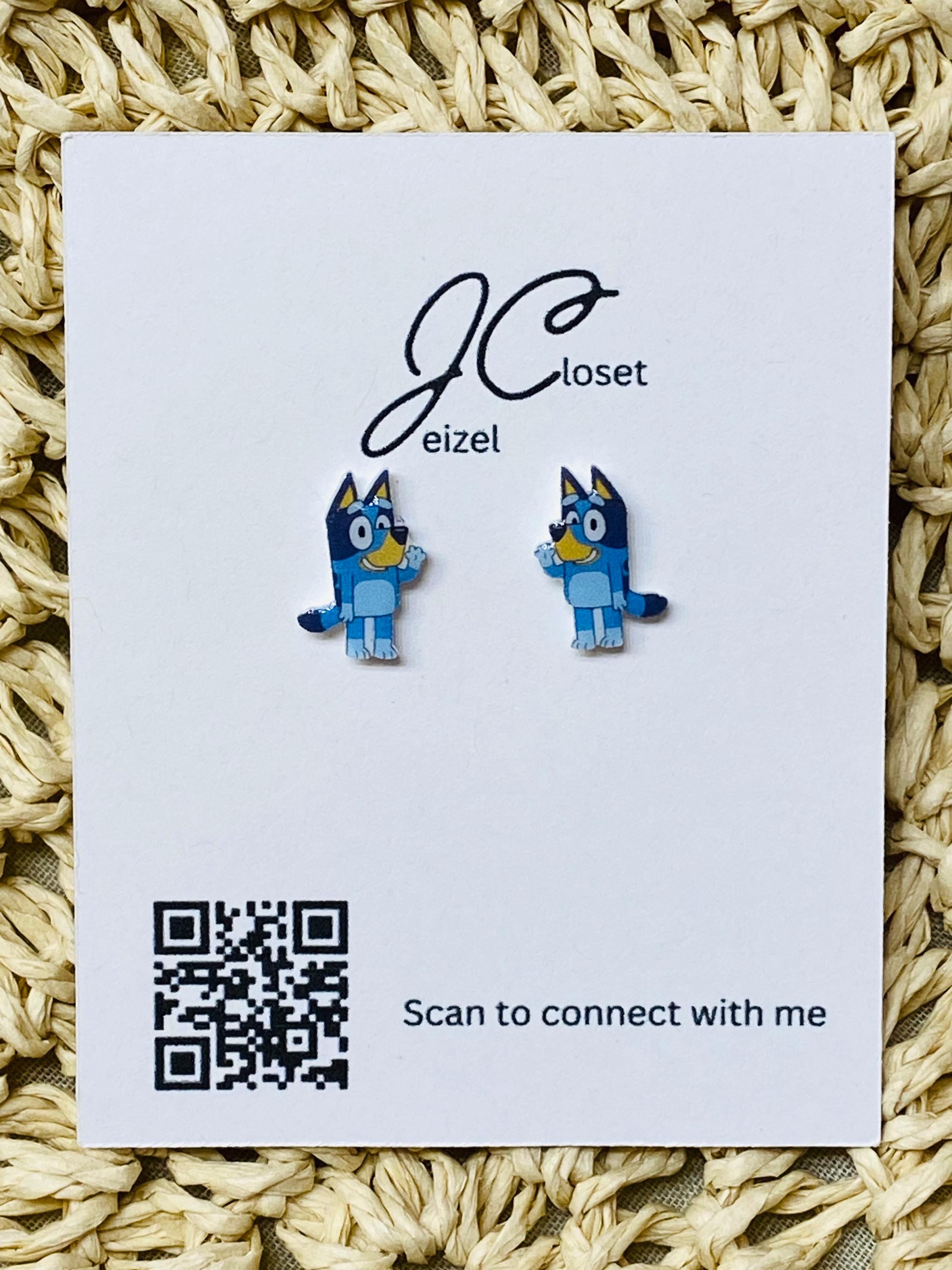 BLUEY dog inspired stud earrings for kids titanium hypoallergenic for sensitive ears gift idea cartoon earrings spring style | cute earrings