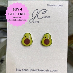 AVOCADO KAWAII stud earrings: titanium post/hypoallergenic. handmade. For kids// adults//